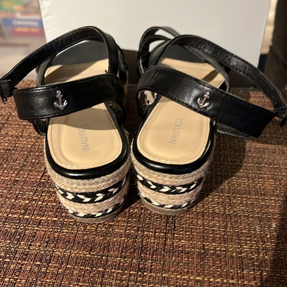Nautica platform heeled sandals cross ankle strap 8.5 - Picture 3 of 5
